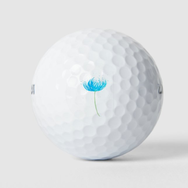 Girly blue flower watercolor nature art golf balls (Front)
