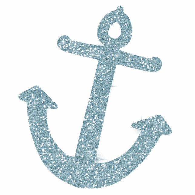 Girly Blue Glitter Anchor Statuette (Front)