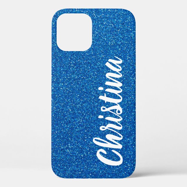 Girly Blue Glitter Name Personalized Case-Mate iPhone Case (Back)