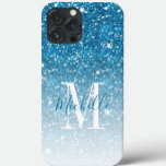 Girly Blue Glitter Sparkles Monogram Script Name iPhone XR Case<br><div class="desc">Personalized Girly Teal Blue Glitter (faux) Sparkles Monogram Script Name Elke Clarke © Customize it with your name and monogram for a chic girly unique design.</div>
