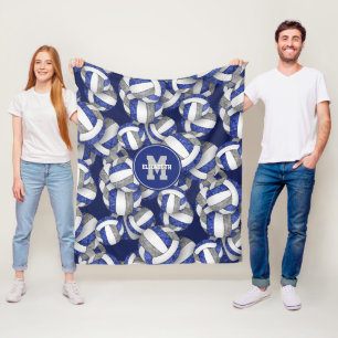 girly blue gray volleyball team colors fleece blanket