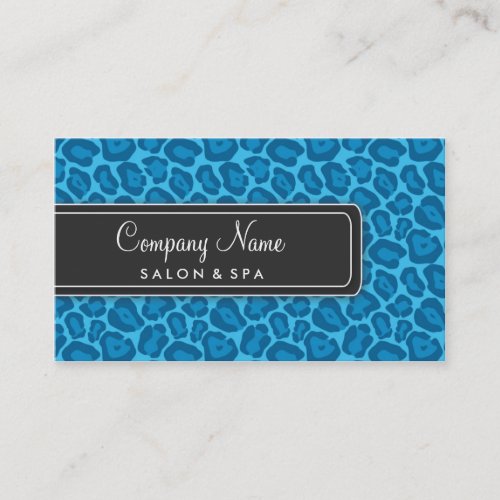 Girly Blue Leopard Salon Business Cards