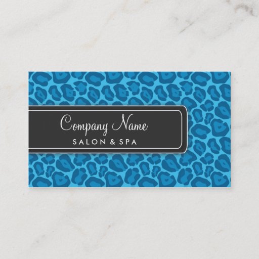 Customizable Girly Blue Leopard Salon Business Cards
