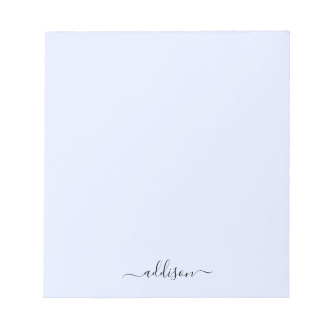 Girly Blue Monogram Modern Script Personalized Notepad (Front)