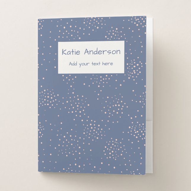 Girly Blue Monogram & School Subject Pocket Folder (Front)