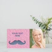 GIRLY BLUE MUSTACHE PINK GLITTER PHOTO (Standing Front)