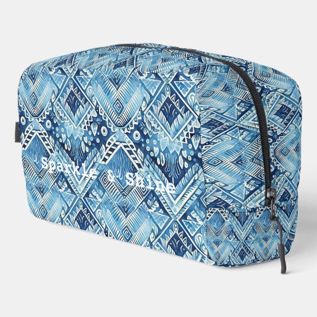 Girly Blue Navy Tribal Bohemian Abstract Dopp Kit (Right Corner)