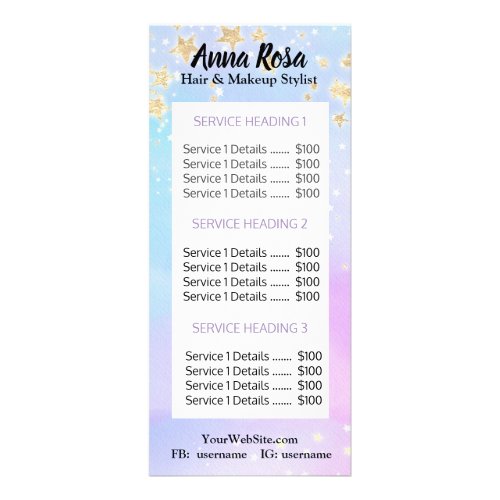  Girly BLUE PINK Lashes Beauty Makeup  Glitter Rack Card