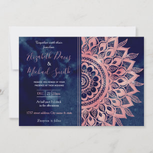 Girly Blue Pink Mandala Floral Invitation