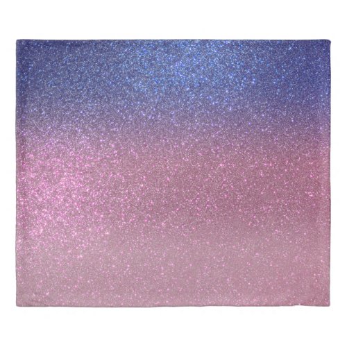 Girly Blue Pink Sparkly Glitter Ombre Gradient Duvet Cover