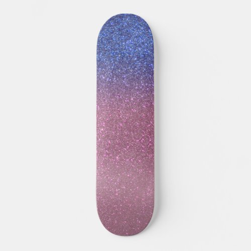 Girly Blue Pink Sparkly Glitter Ombre Gradient Skateboard
