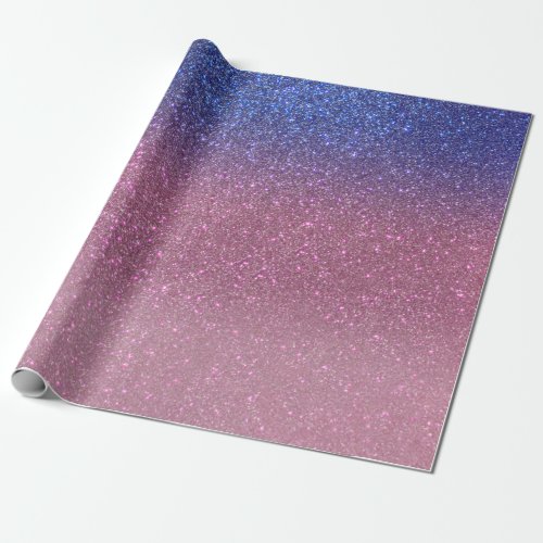 Girly Blue Pink Sparkly Glitter Ombre Gradient Wrapping Paper