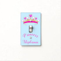 Girly Blue Princess Tiara Personalized Light Switch Cover