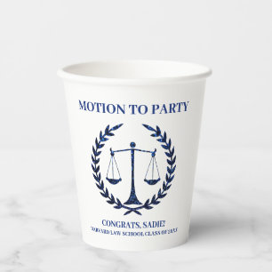 Girly Blue Sparkle Law School Graduation Paper Cups