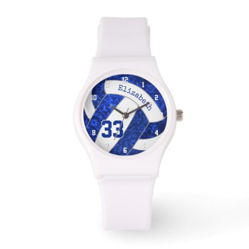 girly blue white custom sports volleyball watch