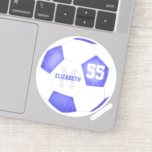 girly blue white personalized soccer sticker