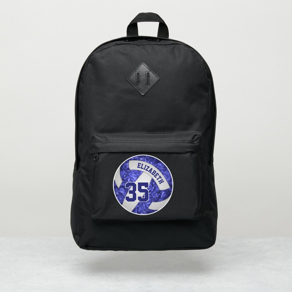 girly blue white sporty volleyball  backpack