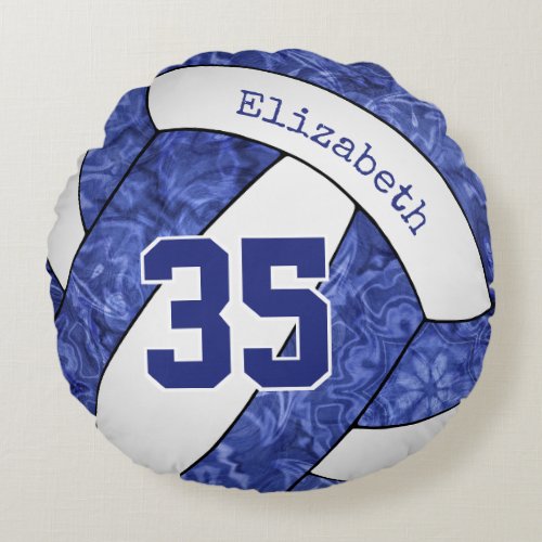 girly blue white volleyball team colors gifts round pillow