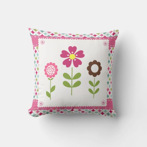 Girly Blume Throw Pillow for nursery