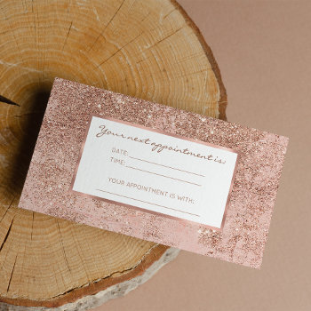 Girly Blush Coral Faux Rose Gold Glitter Marble Ap Appointment Card by girly_paradise at Zazzle