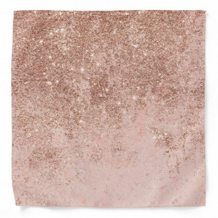 Girly blush coral faux rose gold glitter marble bandana