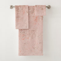 Girly blush coral faux rose gold glitter marble