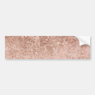 Girly blush coral faux rose gold glitter marble bumper sticker