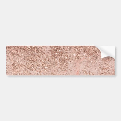 Girly blush coral faux rose gold glitter marble bumper sticker