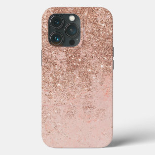 Girly blush coral faux rose gold glitter marble Ca iPhone 13 Pro Case