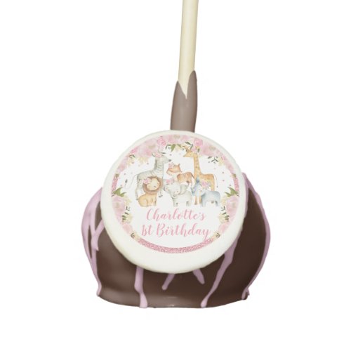 Girly Blush Floral Rose Gold Jungle Wild Animals Cake Pops