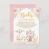Girly Blush Floral Woodland Animals Books for Baby Enclosure Card (Front/Back)
