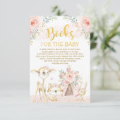 Girly Blush Floral Woodland Animals Books for Baby Enclosure Card (Standing Front)