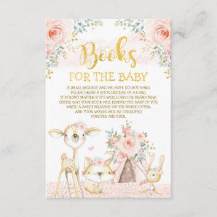 Girly Blush Floral Woodland Animals Books for Baby Enclosure Card