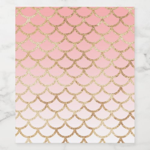 Girly Blush Pink and Gold Mermaid Glitter Sparkles Wine Label