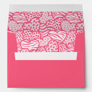 Girly Blush Pink Animal Print Hearts Valentine Envelope