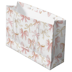 Girly Blush Pink Bows Baby Shower Large Gift Bag