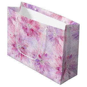 Girly Blush Pink Chic Lavender Floral Birthday Large Gift Bag