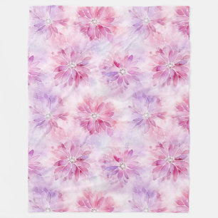 Girly Blush Pink Chic Lavender Floral Fleece Blanket