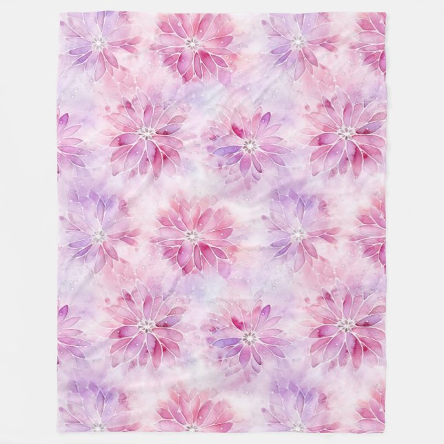 Girly Blush Pink Chic Lavender Floral   Fleece Blanket (Front)