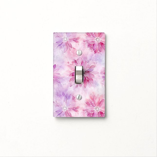 Girly Blush Pink Chic Lavender Floral   Light Switch Cover (In Situ)