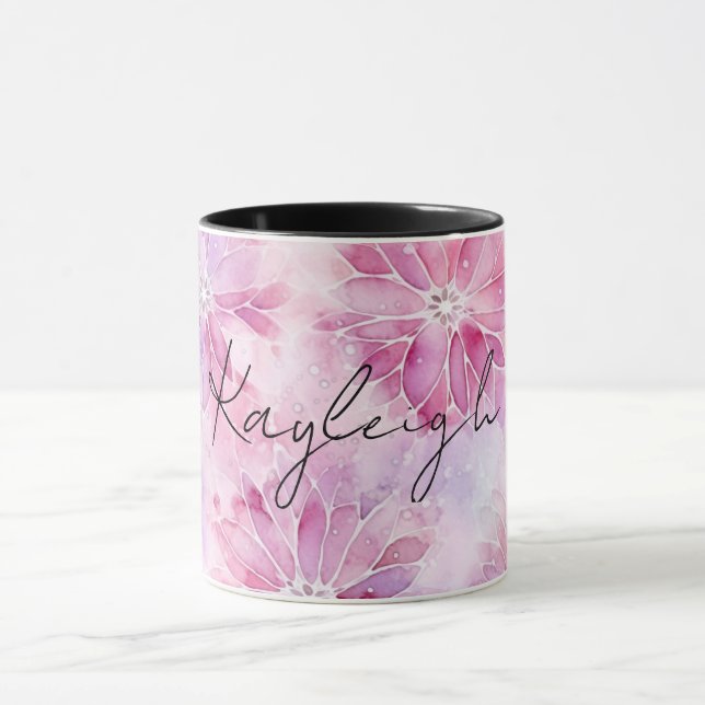 Girly Blush Pink Chic Lavender Floral  Mug (Center)