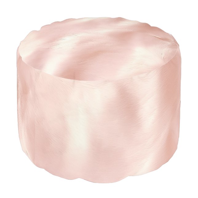 Girly Blush Pink Cream Brown Cowhide Pouf (Angled Back)