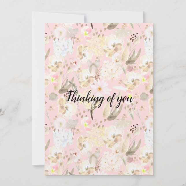 Girly Blush Pink Cream White Floral (Front)