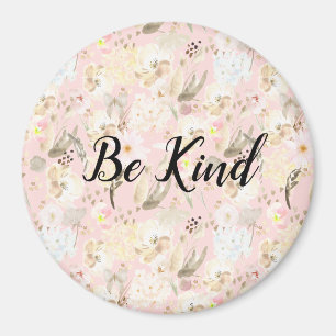 Girly Blush Pink Cream White Floral Magnet