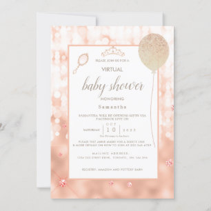 Girly Blush Pink Diamond Rose Gold Baby Shower Invitation