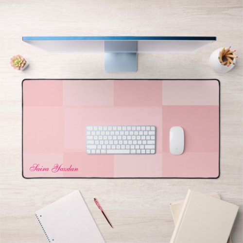 Girly Blush pink Elegant Personalize Name Desk Mat