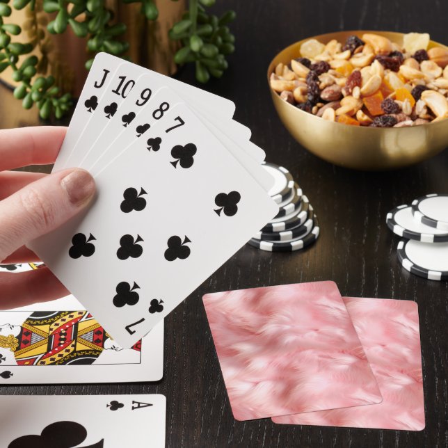 Girly Blush Pink Faux Fur  Poker Cards (In Situ)