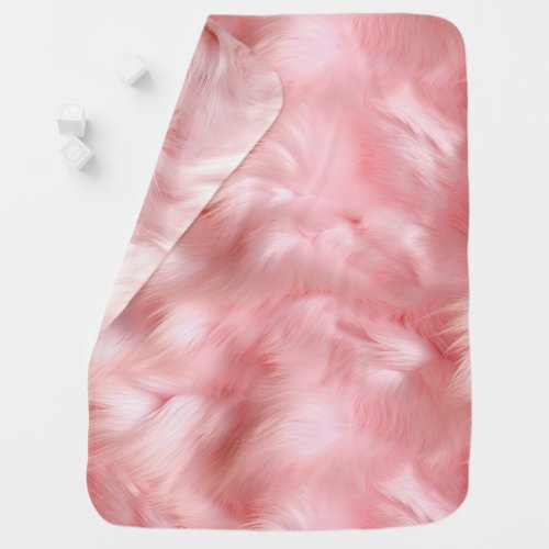 Girly Blush Pink Faux Fur Wrapping Paper Baby Blanket