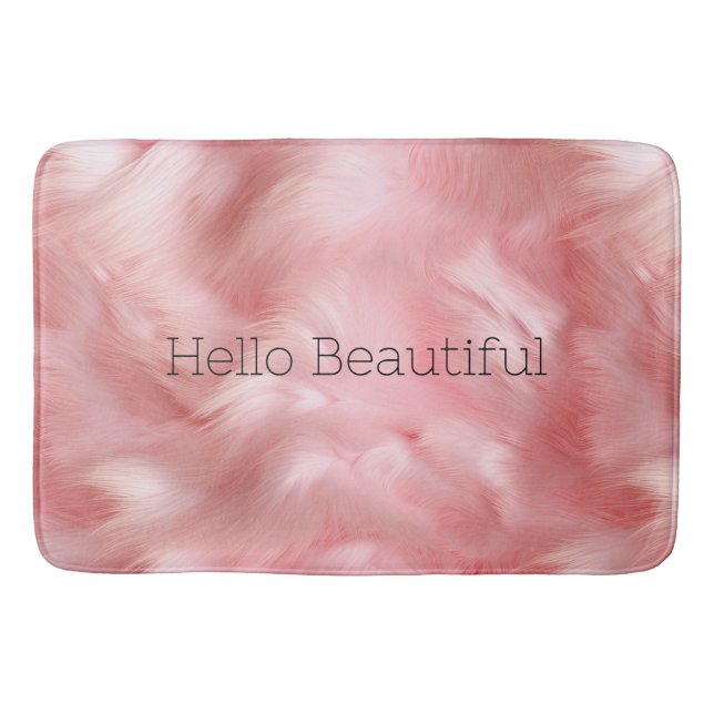 Girly Blush Pink Faux Fur Wrapping Paper Bath Mat (Front)