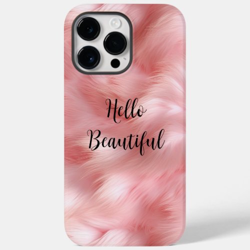 Girly Blush Pink Faux Fur Wrapping Paper Case_Mate iPhone 14 Pro Max Case